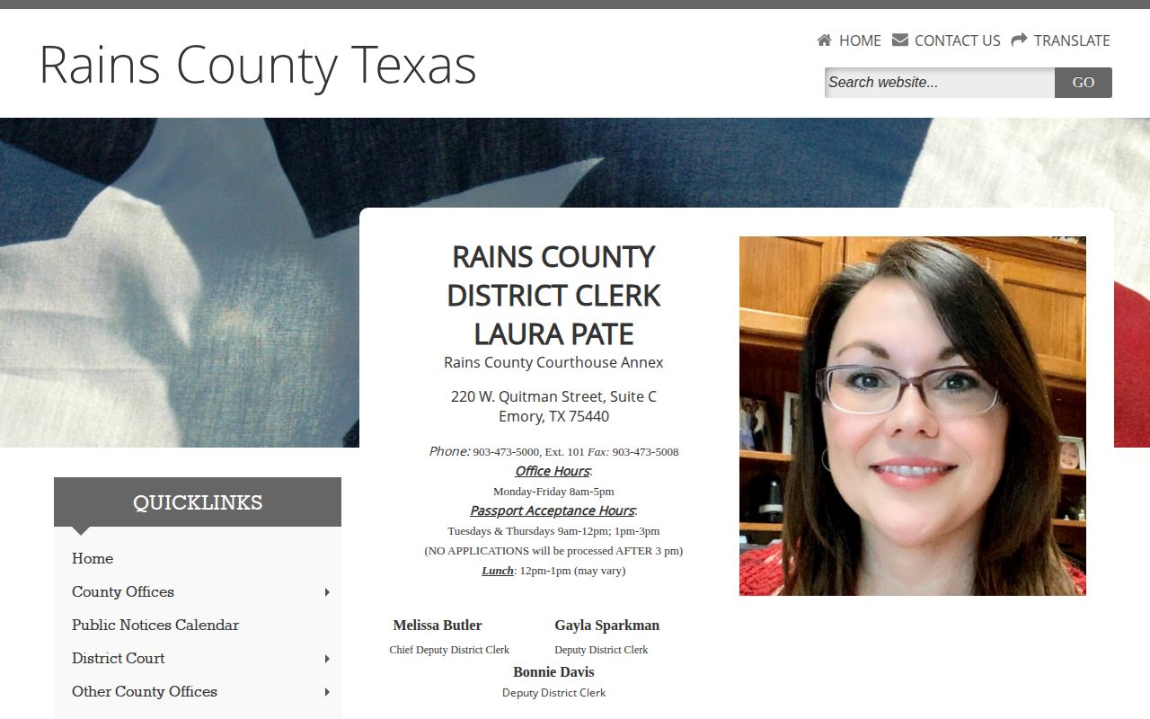 Rains County District Clerk criminal docket and booking-case record route